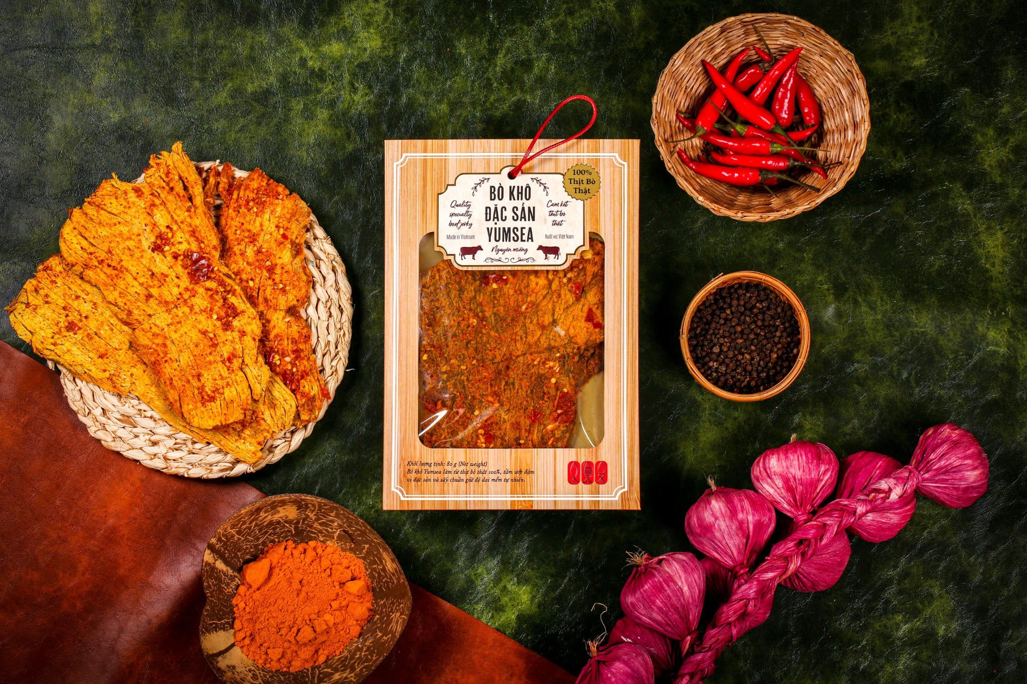 Bò khô đặc sản Yumsea nguyên miếng, 75g, túi, mẫu tegami, Yumsea