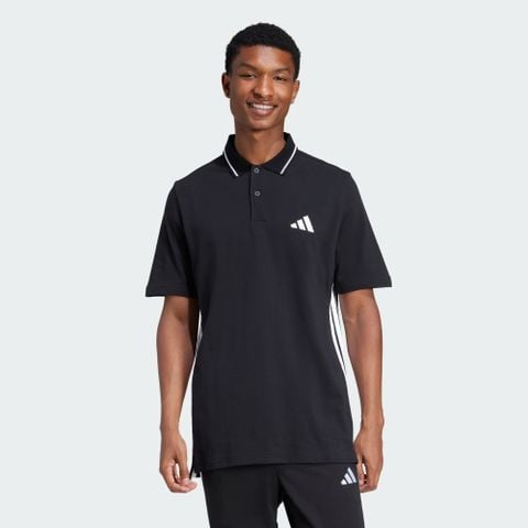 Áo polo Essentials 3 Sọc vải piqué - Đen - JE6380