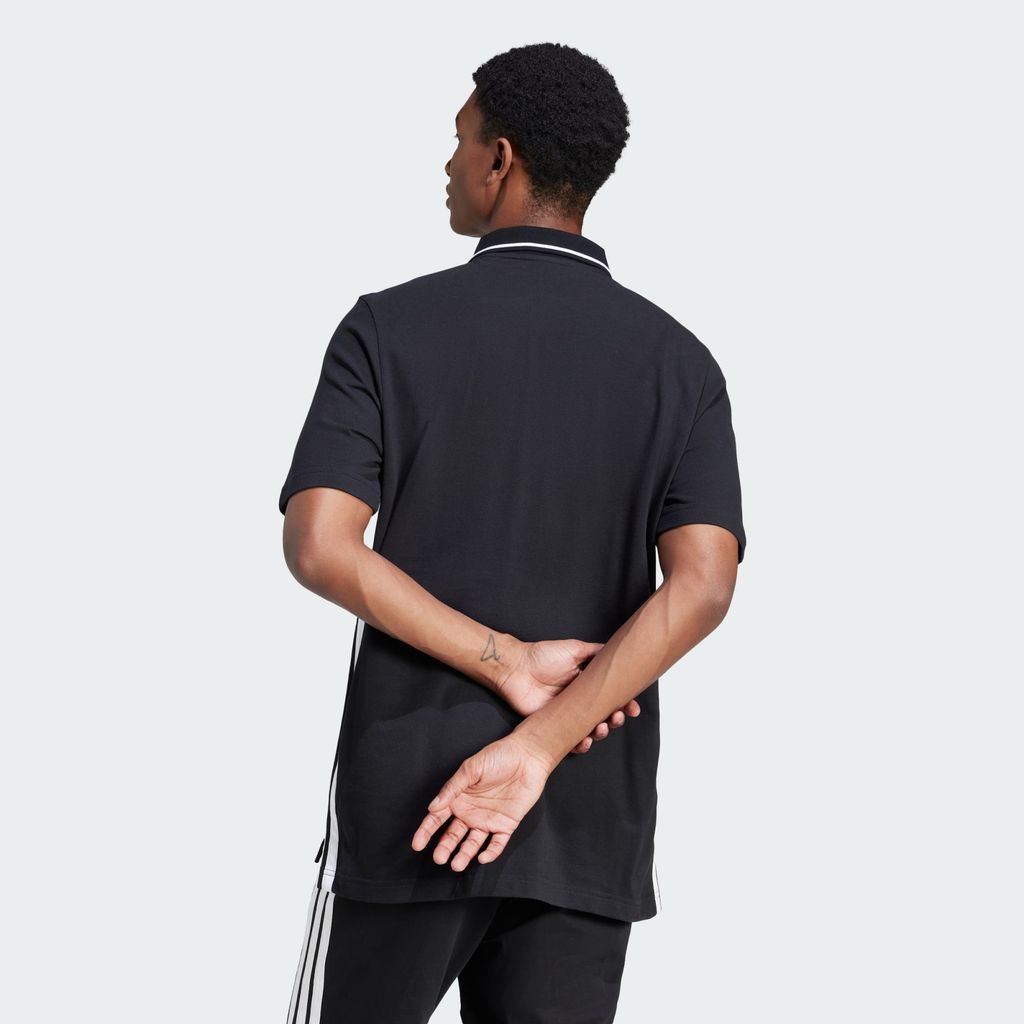 Áo polo Essentials 3 Sọc vải piqué - Đen - JE6380