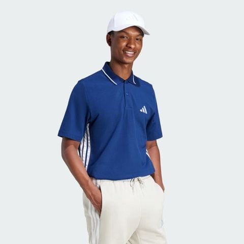 Áo polo Essentials 3 Sọc vải piqué - Xanh - JE6382