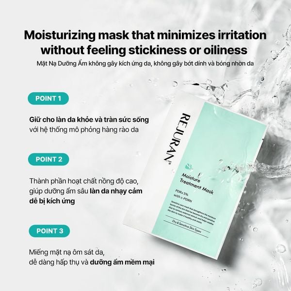 Mặt nạ dưỡng ẩm Rejuran Moisture Treatment Mask: Cứu cánh cấp tốc cho làn da khô ráp và kích ứng