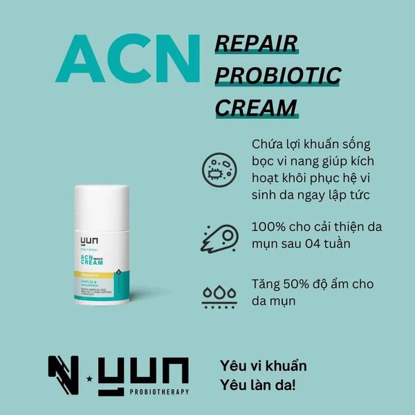 Kem dưỡng cho da mụn Yun ACN Probiotic Repair Face Cream 50ml