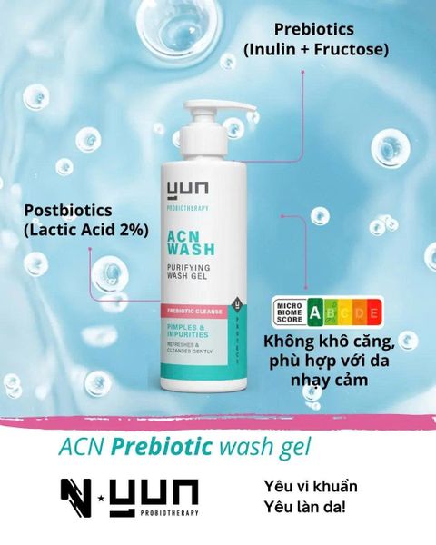 Sữa rữa mặt làm sạch da  - YUN ACN prebiotic purifying face wash 150ml