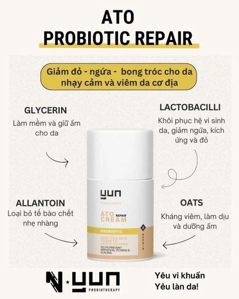 Kem làm dịu kích ứng cấp ẩm cho da khô, da nhạy cảm - YUN ATO Probiotic repair cream 50ml