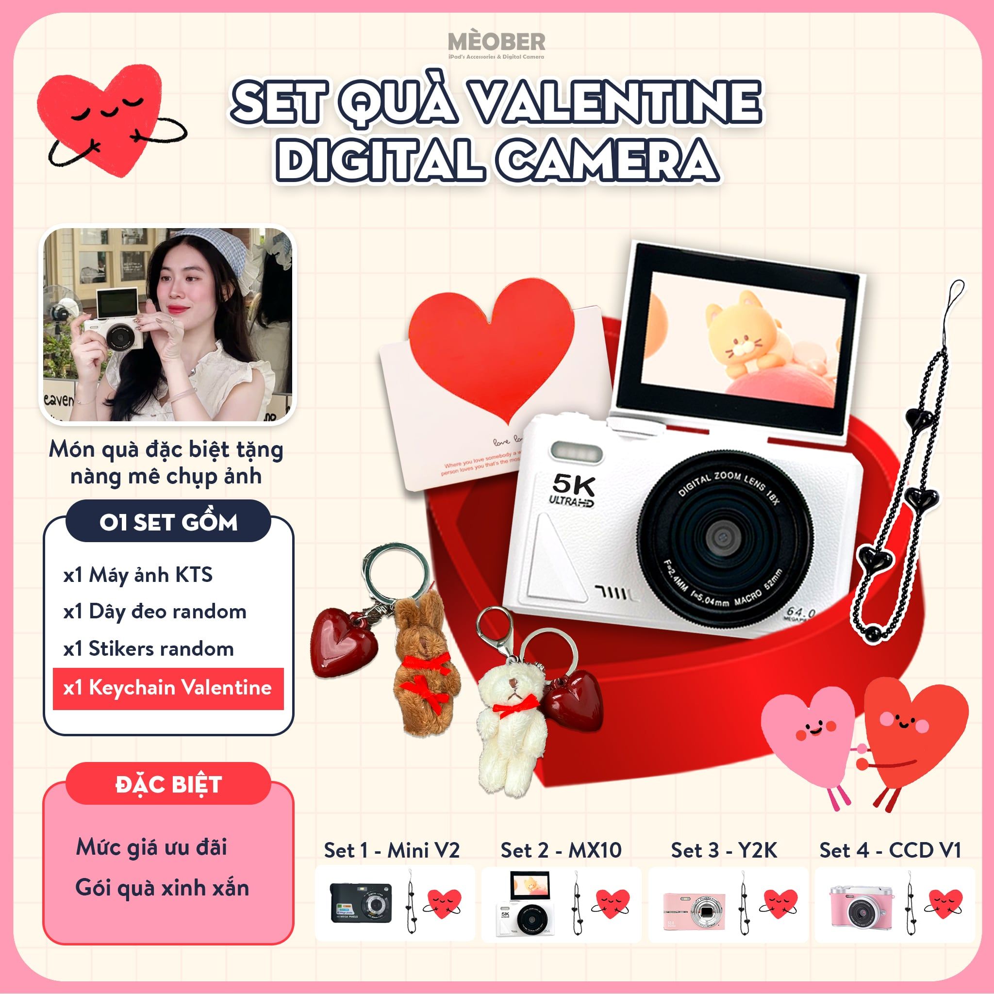  COMBO SET QUÀ VALENTINE DIGICAM - MÁY ẢNH KĨ THUẬT SỐ - READY TO GIFT BY MÈOBER 