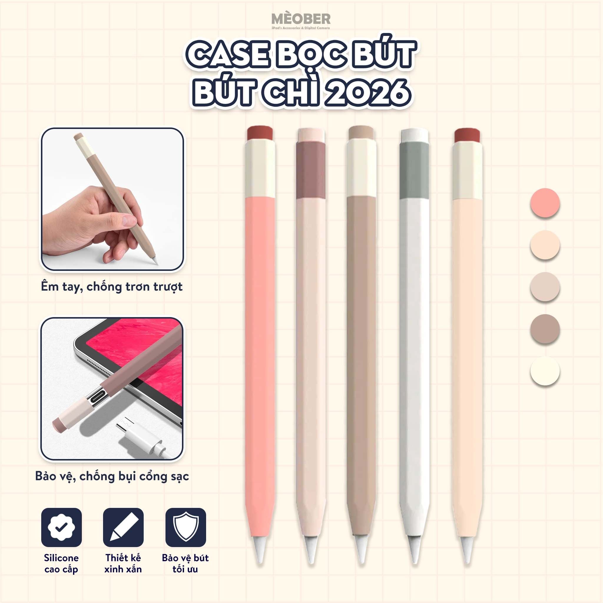  Case bọc bảo vệ bút Bút Chì by Mèober - Mỏng nhẹ, vừa khay đựng bút case iPad 