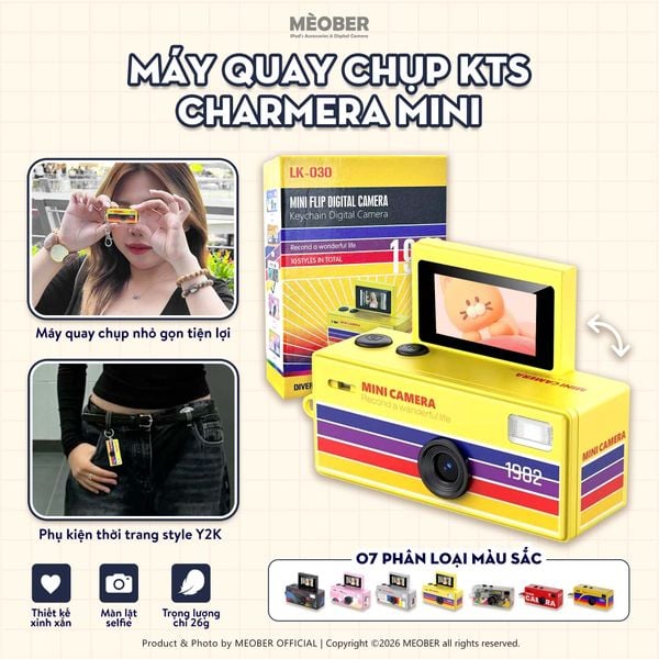  Máy ảnh kĩ thuật số digital Charmera Mini - quay chụp màu phim, màn hình lật, siêu mỏng nhỏ gọn by MèoBer 