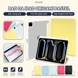  Bao da iPad Origami Pastel, gấp xếp xoay 360 cho Pro 11, Mini 6/7, Air 4/5/6/7, Gen10/11 A16, Pro M4 - lưng trong viền đồng màu by MèoBer 