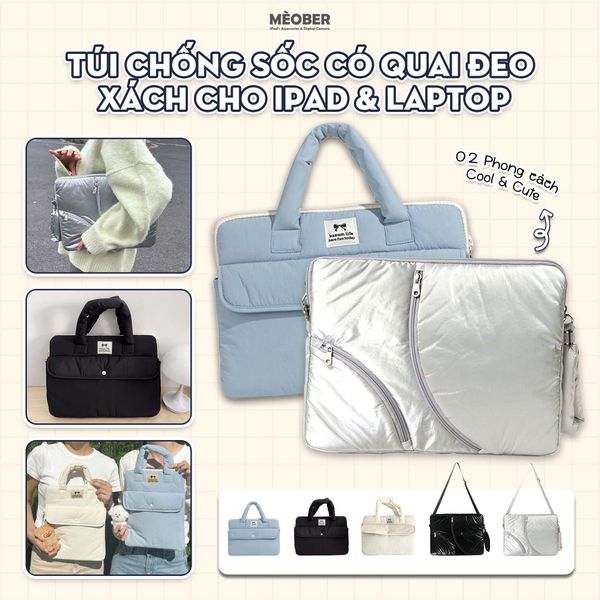  Túi chống sốc có quai đeo & xách cho iPad & Laptop - Thiết kế đơn giản, phong cách nữ tính by MèoBer 