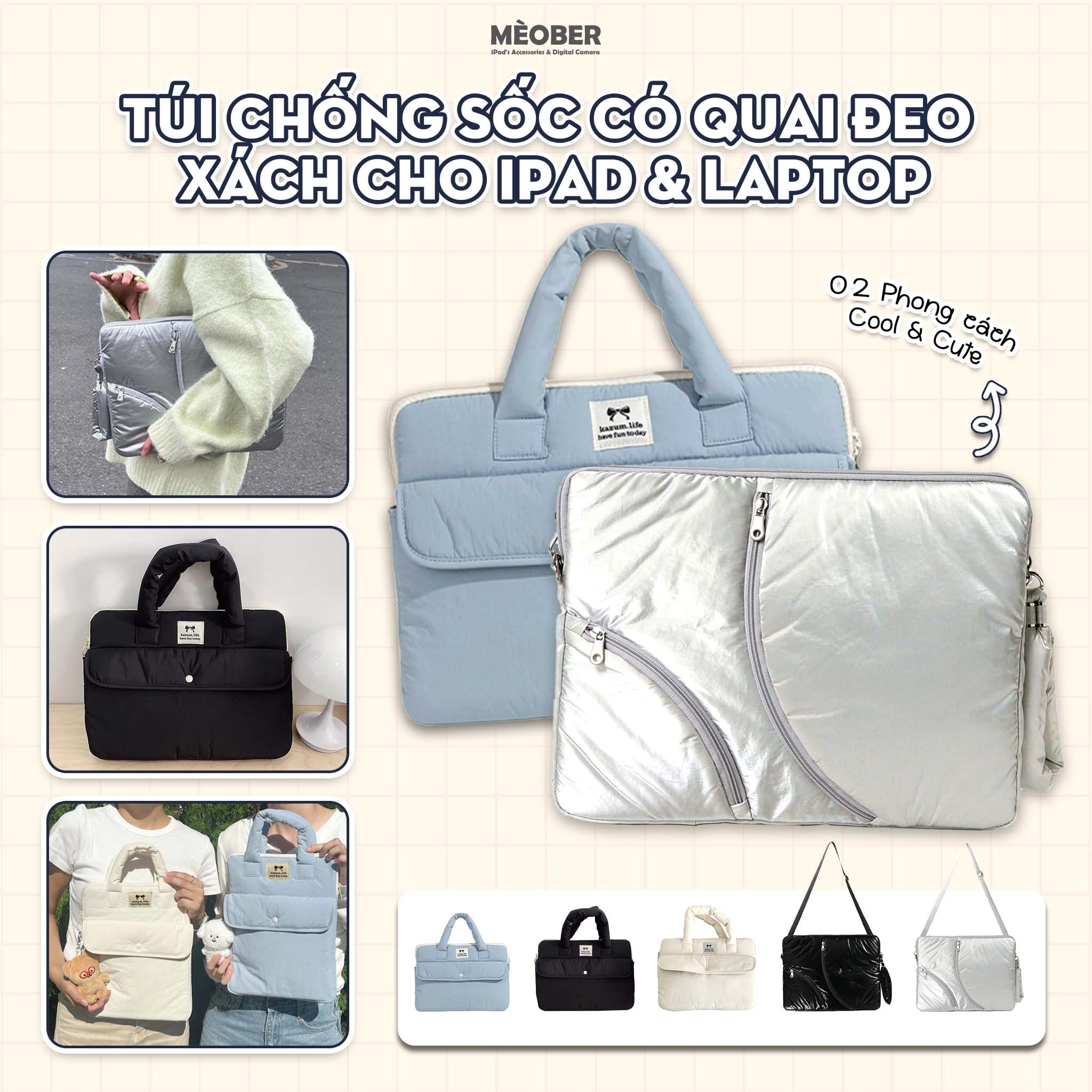  Túi chống sốc có quai đeo & xách cho iPad & Laptop - Thiết kế đơn giản, phong cách nữ tính by MèoBer 