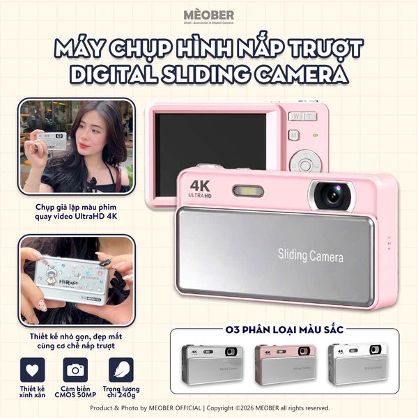  [Tặng thẻ nhớ] Máy Chụp Hình Nắp Trượt Digital Sliding - Chụp giả lập màu phim, quay video 4K by MèoBer 