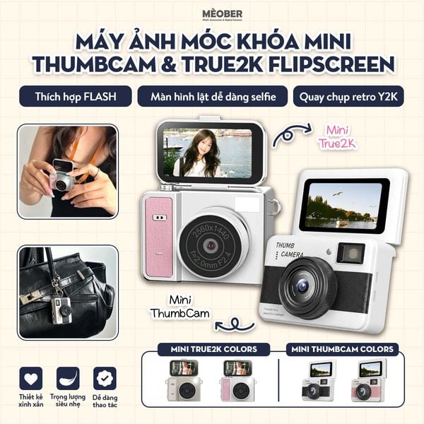  Máy Ảnh Móc Khóa Series Charmera Mini ThumbCam & True2K Flipscreen – Chụp 64MP, quay video, màn hình lật by MèoBer 