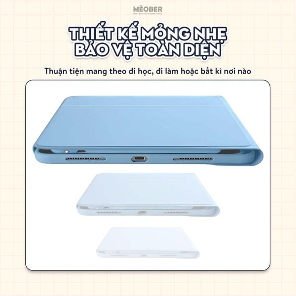  [2026] Bao da iPad Xoay cố định kèm bàn phím - Case Keyboard 360 by Meober dành cho Gen 8/9/10 Air4/5/6 Pro11 