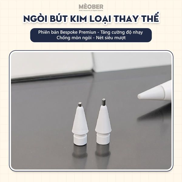  Ngòi bút kim loại Pro Metal thay thế Apple Pencil 1 2-Pen Pro, chuyên dùng với paperlike, chống mòn khi viết vẽ 