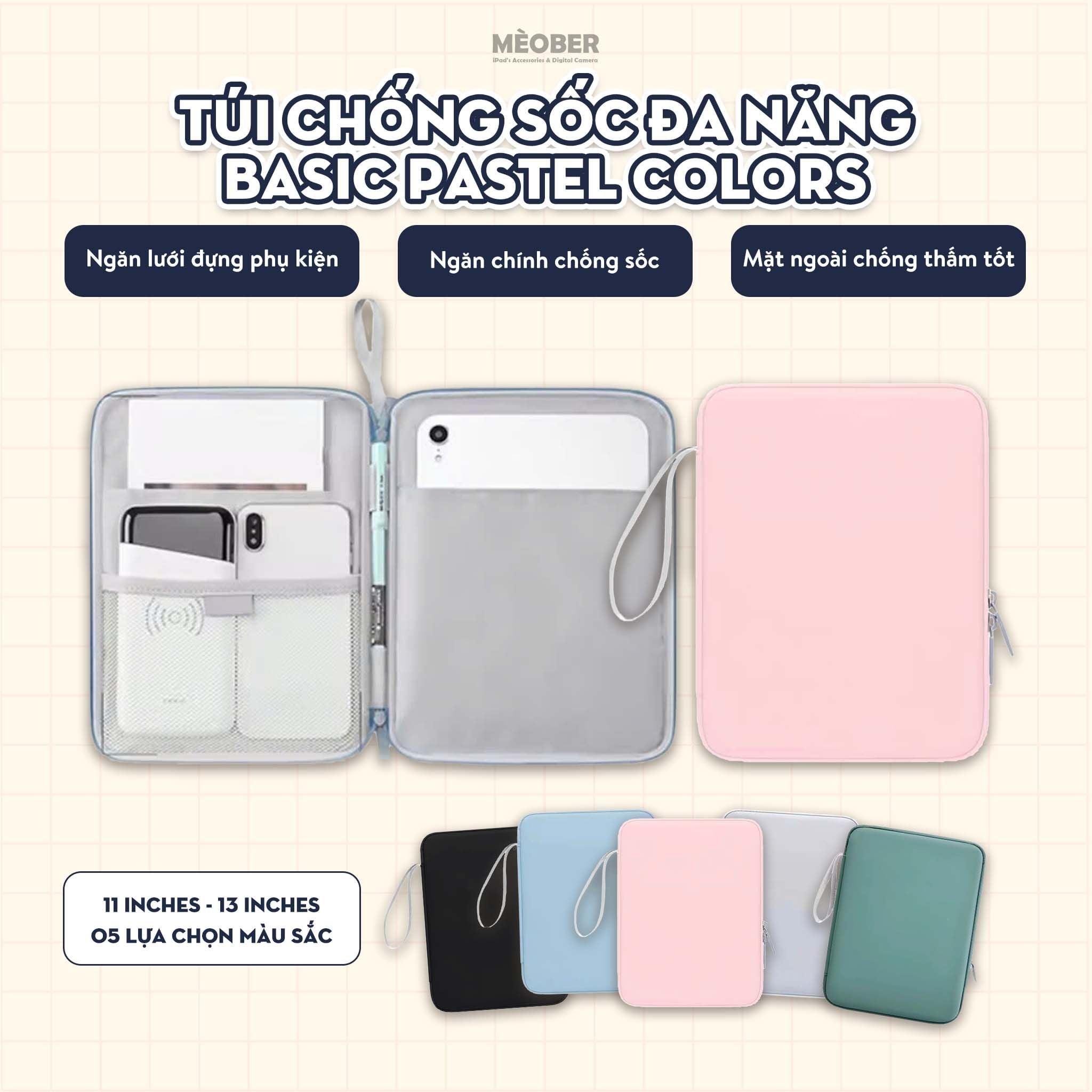  Túi chống sốc cho iPad & Laptop Basic Pastel - Chia ngăn thông minh, bảo vệ tối đa by MèoBer 
