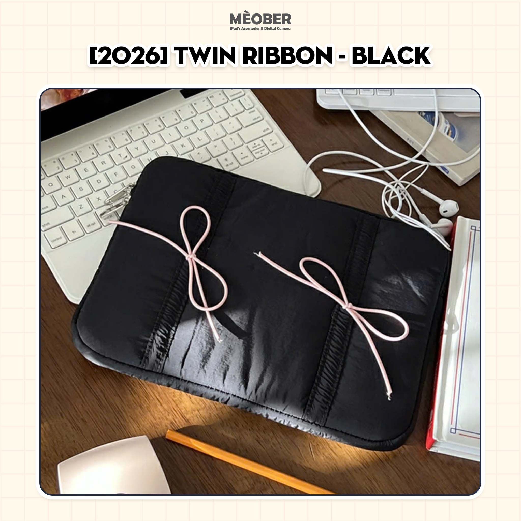  Túi chống sốc Nơ Coquette Ribbon cho iPad & Laptop - Thiết kế tối giản pastel hoạ tiết nơ dễ thương, lót đệm êm ái bảo vệ tối đa by MèoBer 
