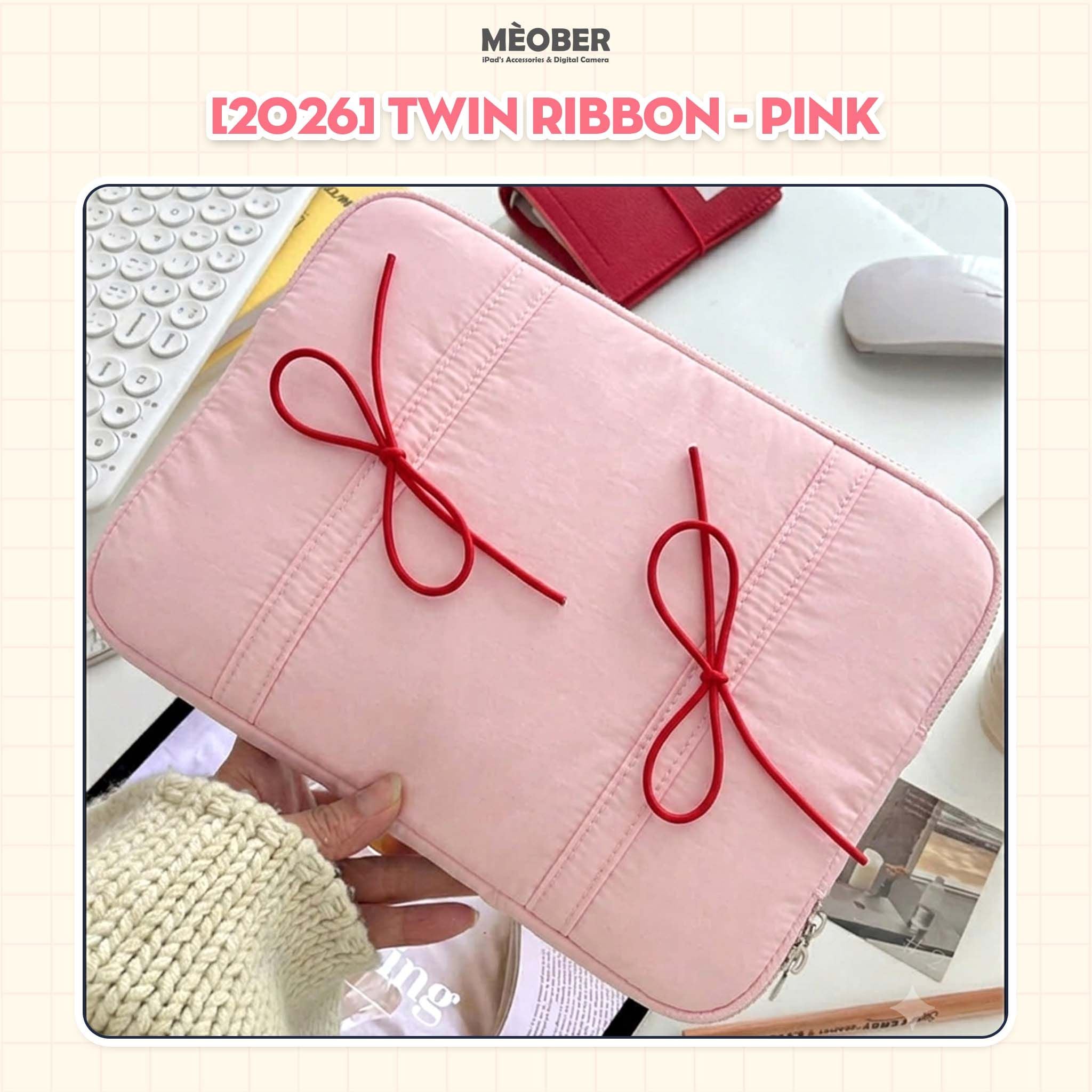  Túi chống sốc Nơ Coquette Ribbon cho iPad & Laptop - Thiết kế tối giản pastel hoạ tiết nơ dễ thương, lót đệm êm ái bảo vệ tối đa by MèoBer 