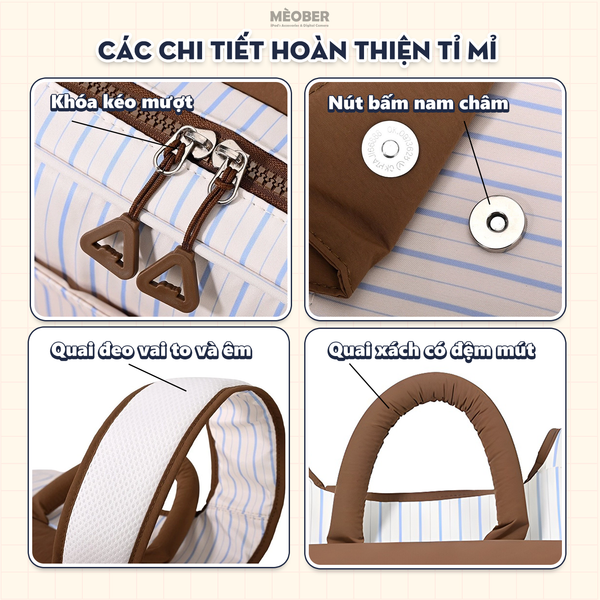  Balo chống sốc đa năng Caro Pastel 3-in-1 cho iPad & Laptop  - Siêu rộng, Chia Nhiều Ngăn phù hợp Đi Học Đi Làm, Du Lịch by MèoBer 