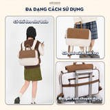  Balo chống sốc đa năng Caro Pastel 3-in-1 cho iPad & Laptop  - Siêu rộng, Chia Nhiều Ngăn phù hợp Đi Học Đi Làm, Du Lịch by MèoBer 