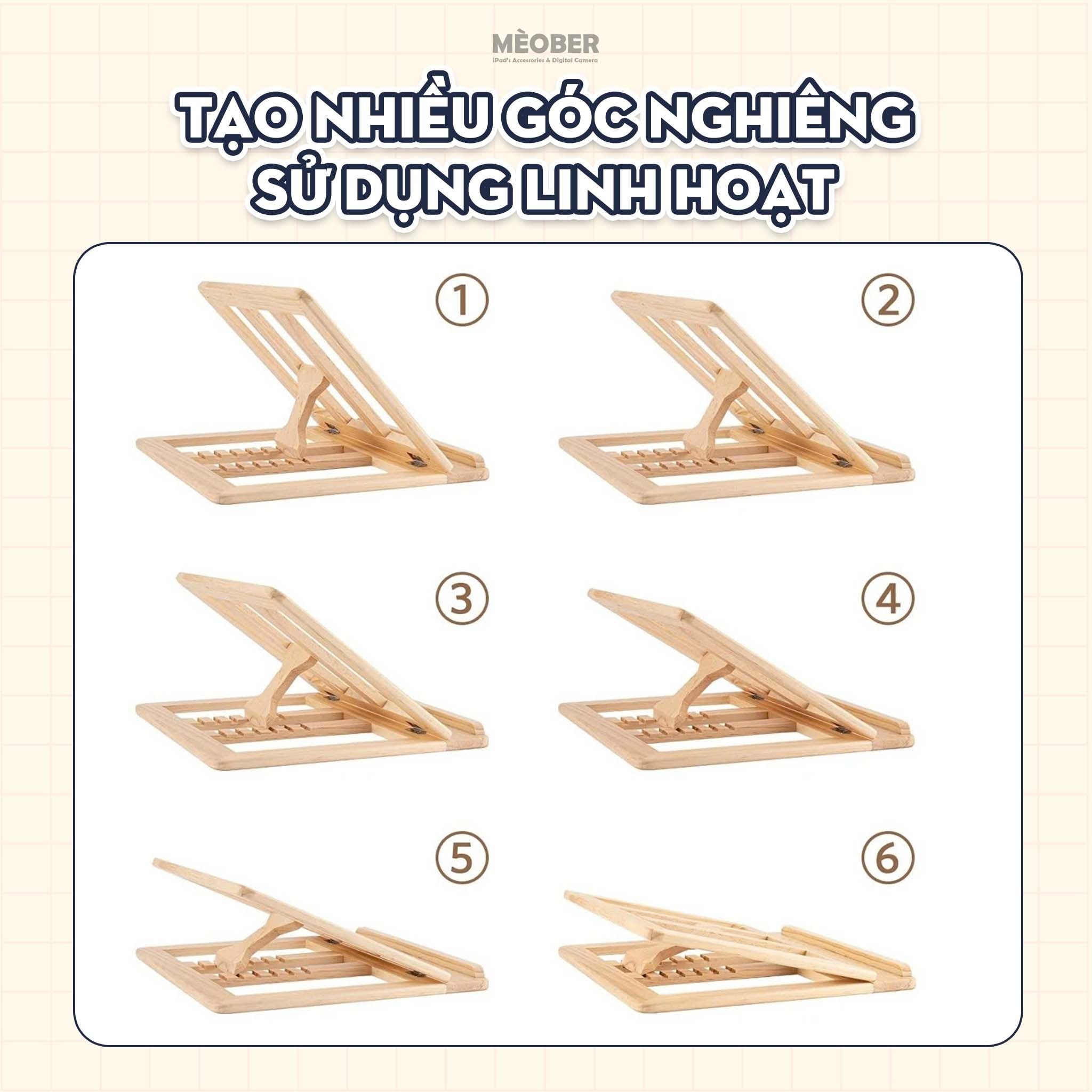  Kệ, Giá Đỡ Laptop & iPad Gỗ Cao Cấp Woody Art Stand, hỗ trợ viết vẽ, tản nhiệt máy, kê đa góc nghiêng by MèoBer 