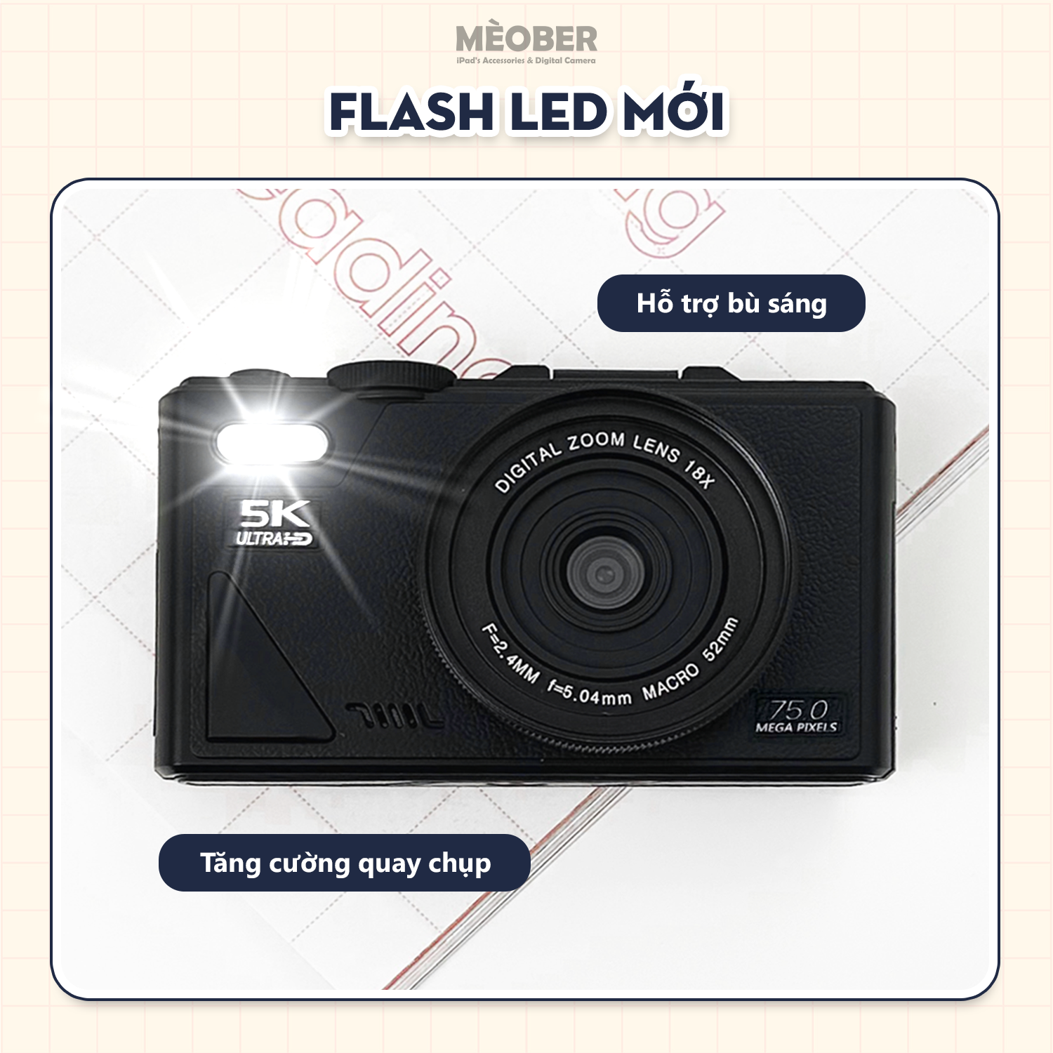  [Tặng thẻ nhớ] Máy Chụp Hình Digital MX10 UltraHD - Chụp giả lập màu phim 64MP, quay video 4K, màn hình lật, tích hợp Wi-Fi by MèoBer 