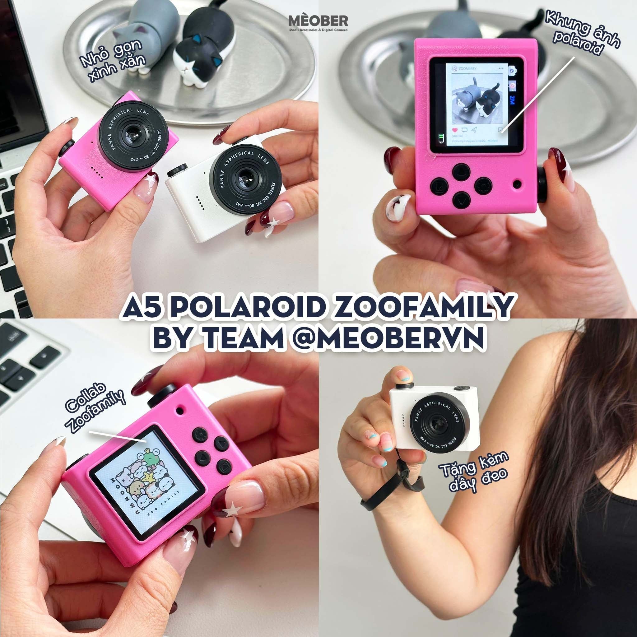  Máy Ảnh Móc Khóa Series Charmera Mini S5 Insta & A5 Polaroid ZooFamily – Chụp 64MP, quay video, filter & sticker độc quyền Y2K by MèoBer 