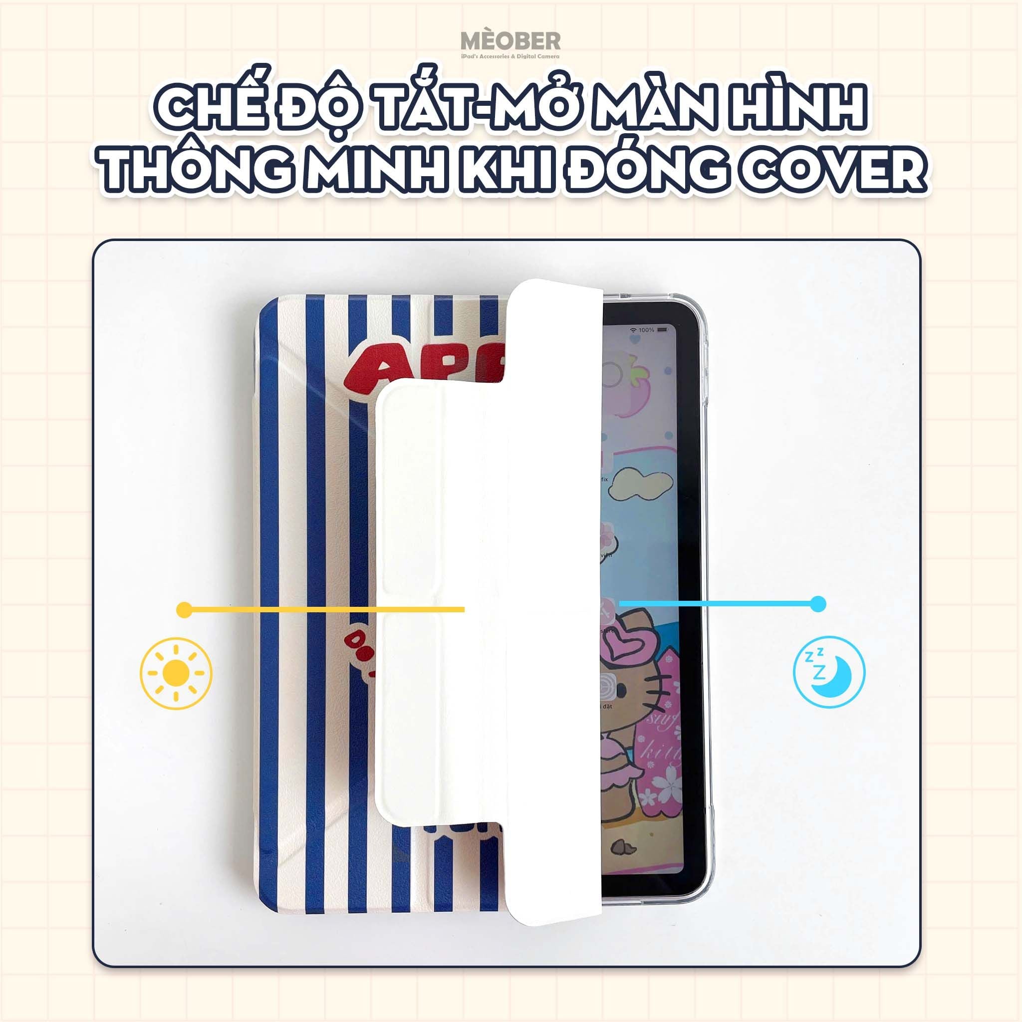  Bao da iPad Origami Cute Double Magnetic, Cover tháo rời & hít đôi dành cho iPad Gen, Pro 11, Air 2026, A16 v.v by MèoBer 