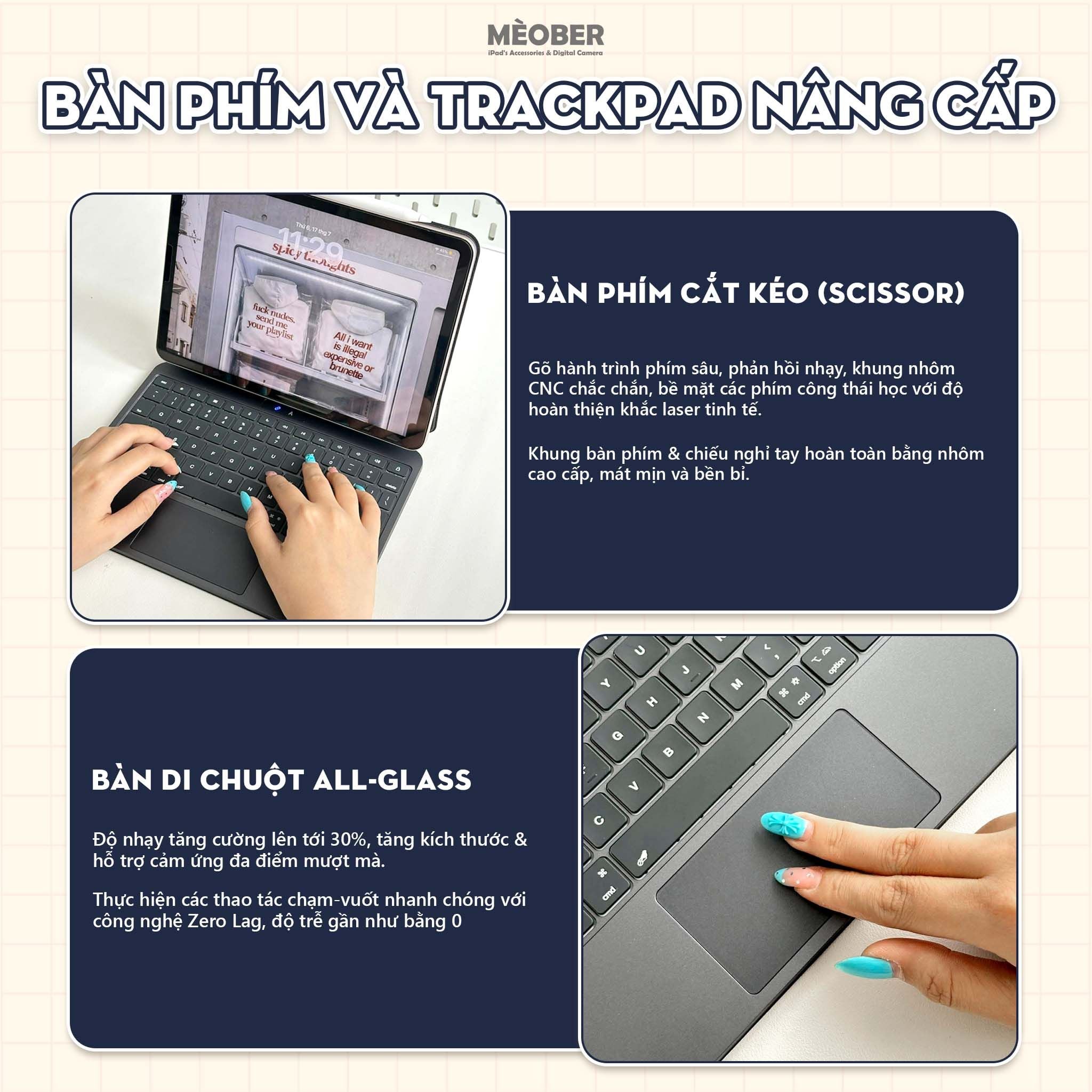  [2026] Bao Da Kèm Bàn Phím Magic Ultra Keyboard cho iPad by MèoBer dành cho iPad Pro, Air, 11inch, 12,9inch, M1 M2 M4 