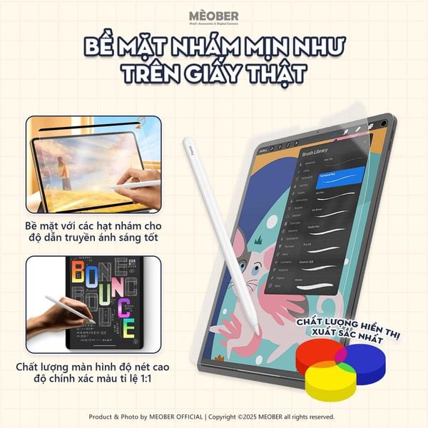  [Paperlike Tháo Rời] Dán màn hình iPad BerPaper Magnetic & Nano Paperfilm - Hỗ trợ tháo rời, tạo cảm giác viết bút dễ dàng by Meober 