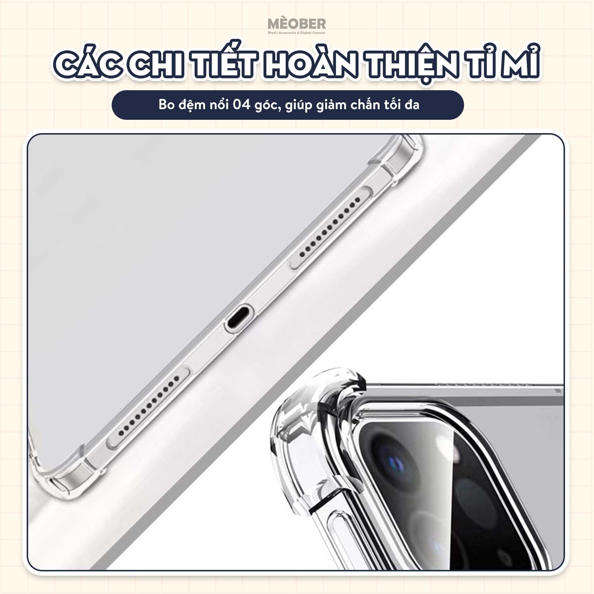  Ốp iPad Acrylic trong suốt Liquid DIY Button Decor Pro 11, Air 4/5/6/7, Gen7/8/9/10/11, Pro M4 - lưng trong suốt kèm nút và keo dán by MèoBer 