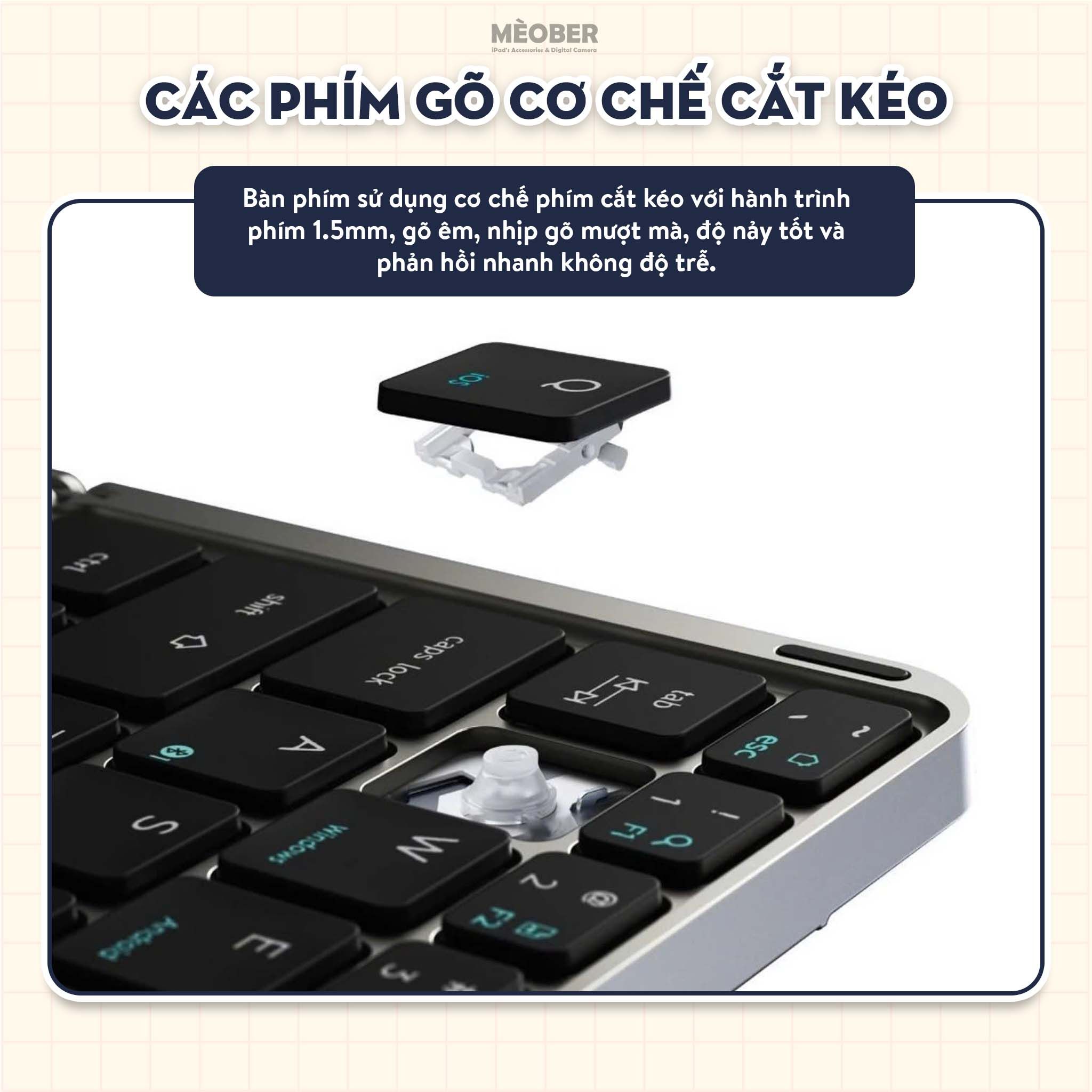  Bàn phím gập kiêm giá đỡ Foldable Keyboard dành cho iPad, Smartphone, Laptop, kết nối Bluetooth 3-in-1, stand cover tháo rời by MèoBer 