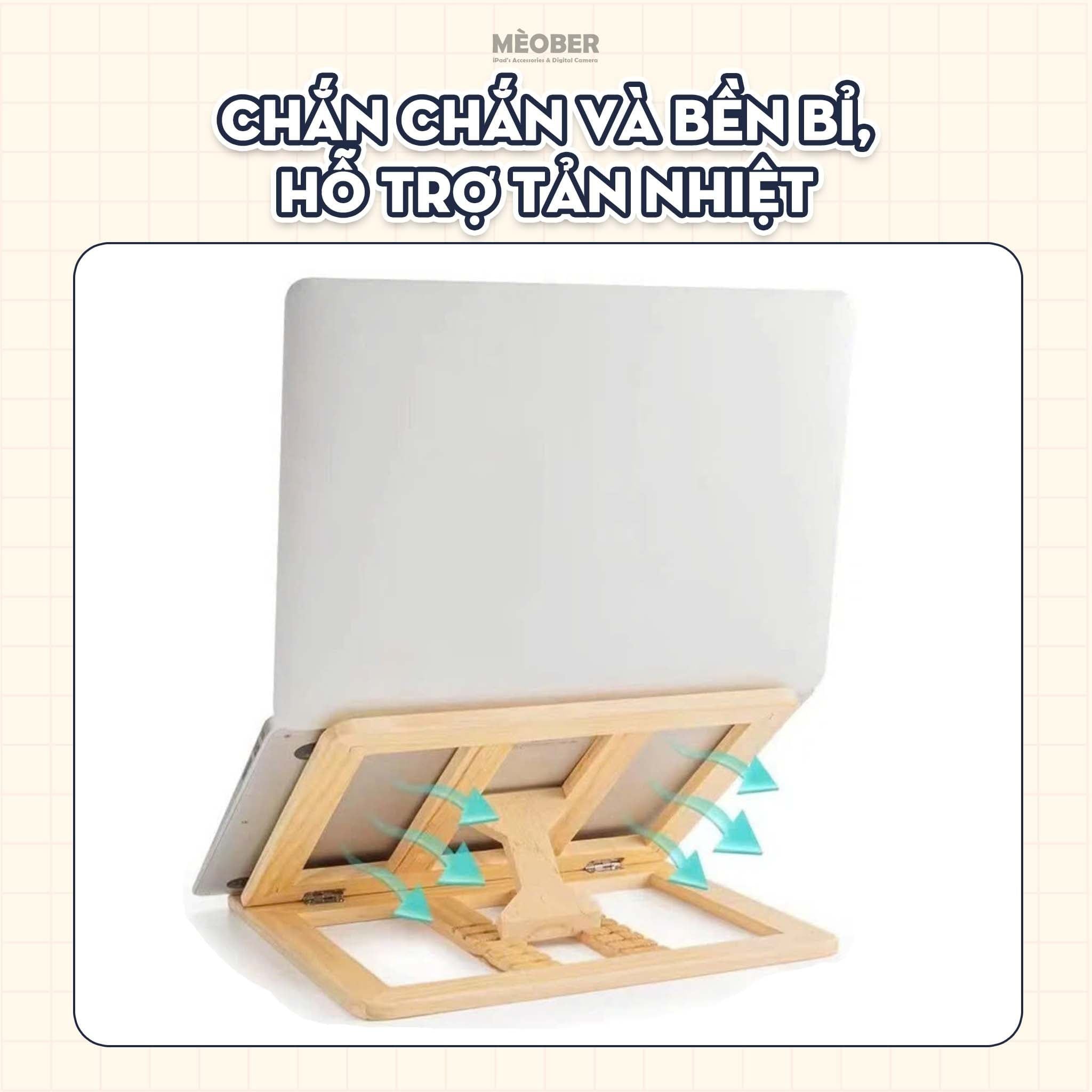  Kệ, Giá Đỡ Laptop & iPad Gỗ Cao Cấp Woody Art Stand, hỗ trợ viết vẽ, tản nhiệt máy, kê đa góc nghiêng by MèoBer 