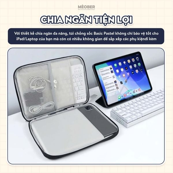  Túi chống sốc cho iPad & Laptop Basic Pastel - Chia ngăn thông minh, bảo vệ tối đa by MèoBer 