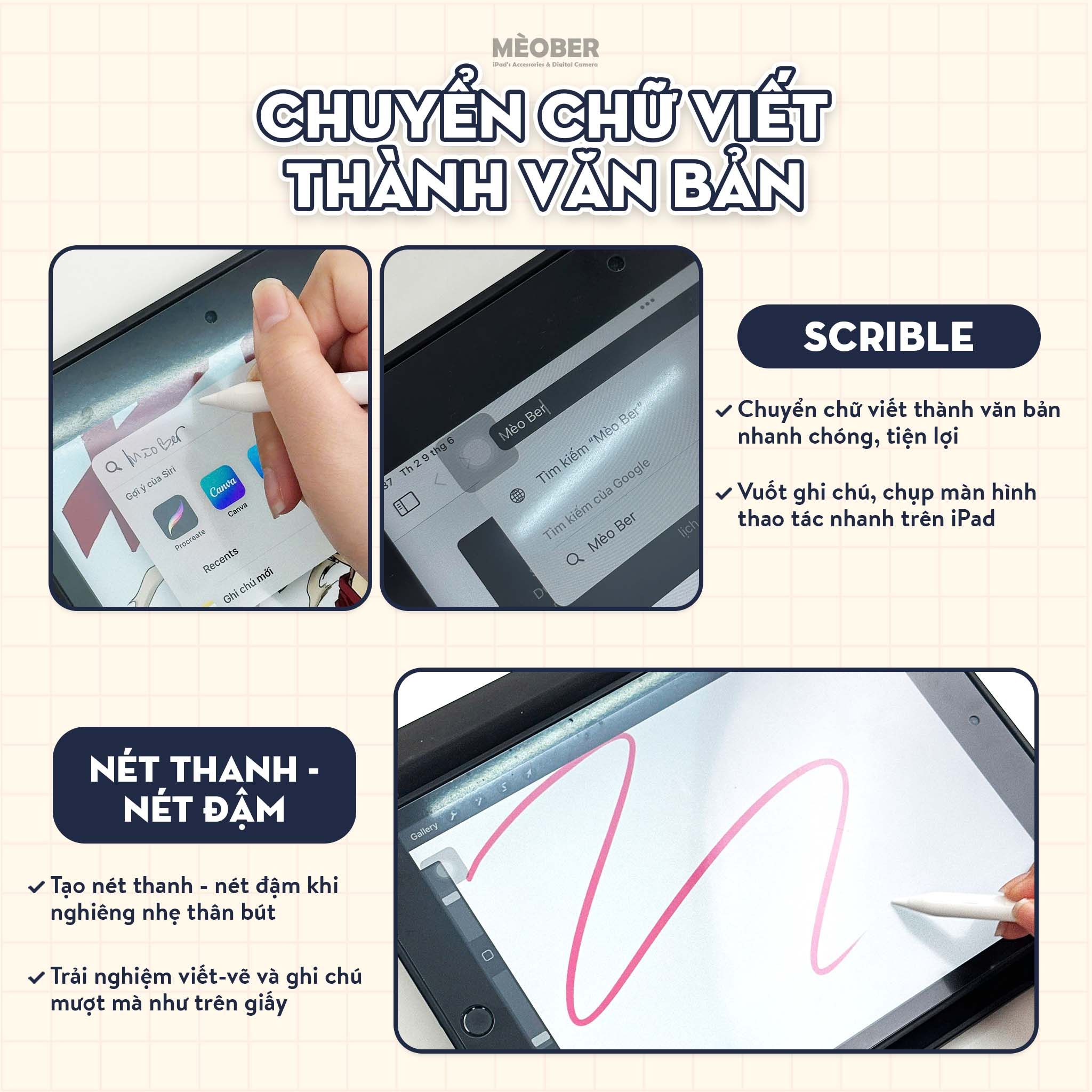  [2025] Bút cảm ứng BerPencil Pro M4/Air6 dành cho iPad - Chống chạm nhầm, scribble, sạc nam châm thế hệ mới by MèoBer 