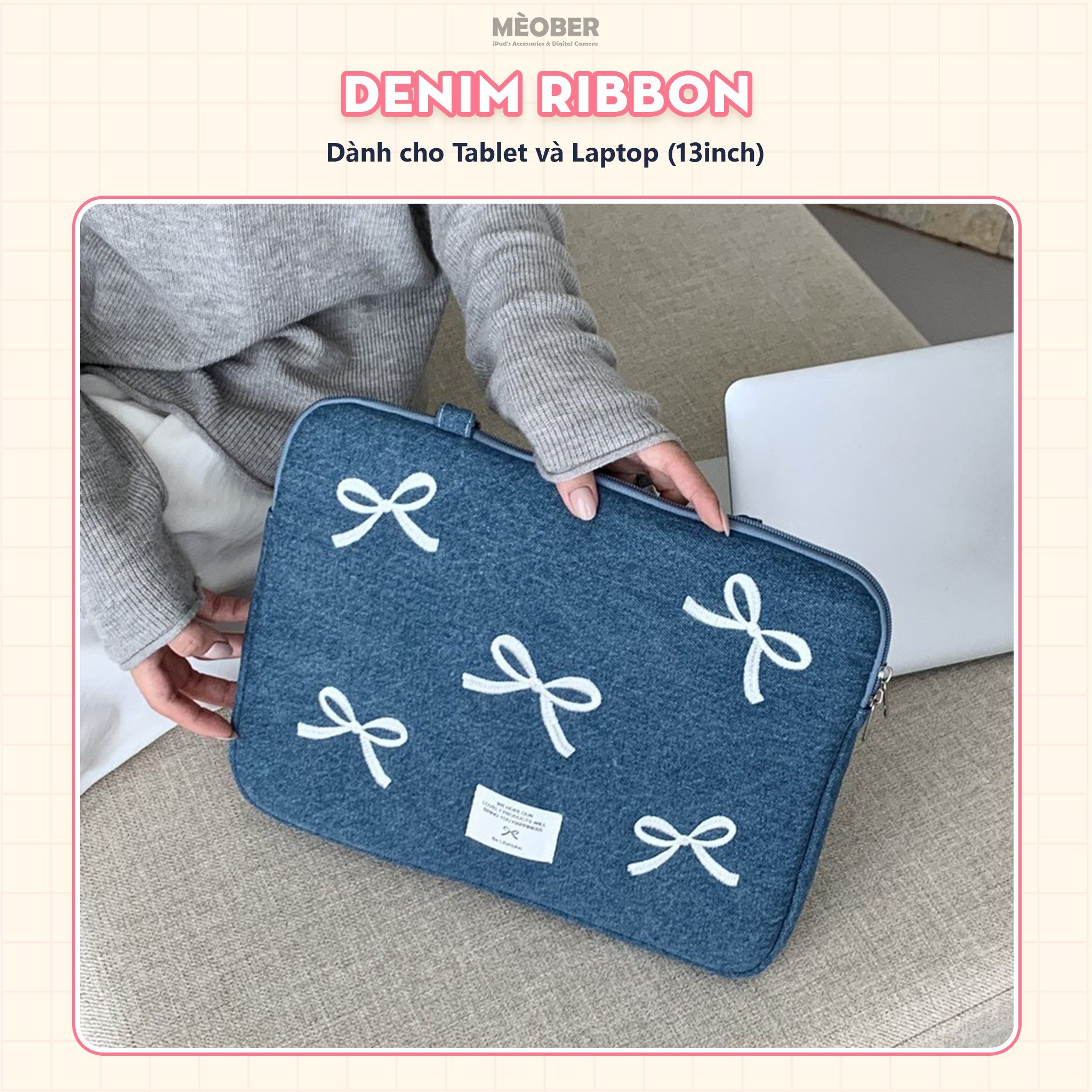  Túi chống sốc Ribbon Bag V2 cho iPad & Laptop - Thiết kế tinh tế họa tiết nơ dễ thương, phong cách nữ tính ngọt ngào by MèoBer 