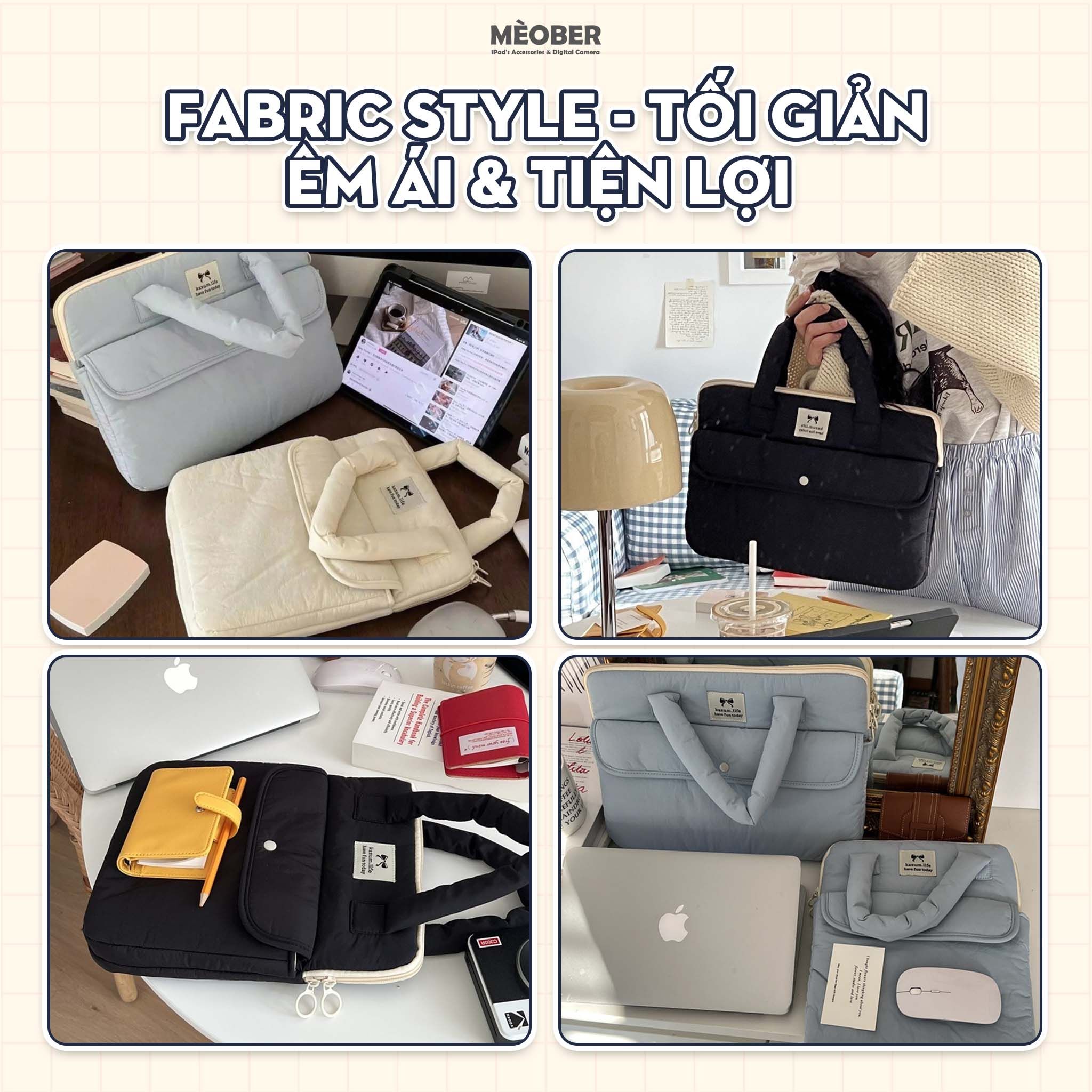  Túi chống sốc có quai đeo & xách cho iPad & Laptop - Thiết kế đơn giản, phong cách nữ tính by MèoBer 