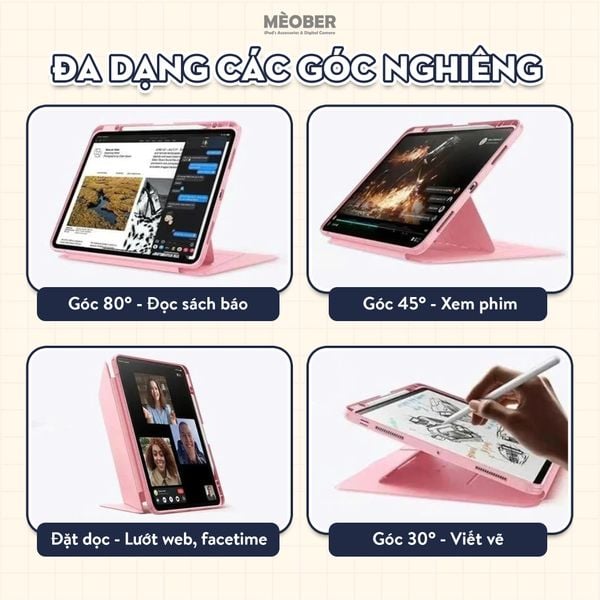  Bao da iPad Ultra Stand Cover - Có chân đứng xoay ngang dọc, siêu chống sốc by MèoBer 
