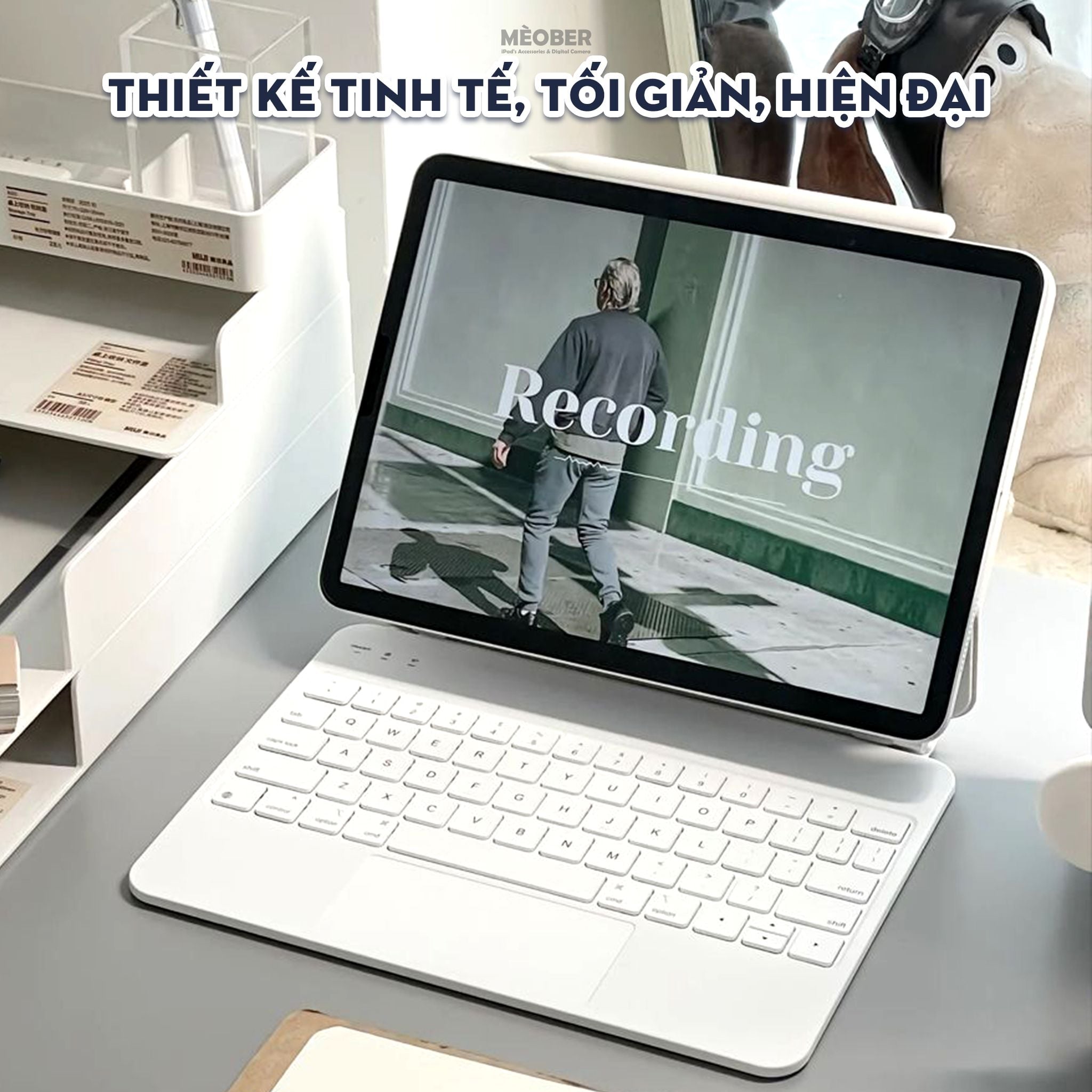  Bao Da Kèm Bàn Phím Magnetic Keyboard cho iPad Air 4/5/6/7, Pro 11 12,9, Pro M4, Gen 10/11 A16 by MèoBer 