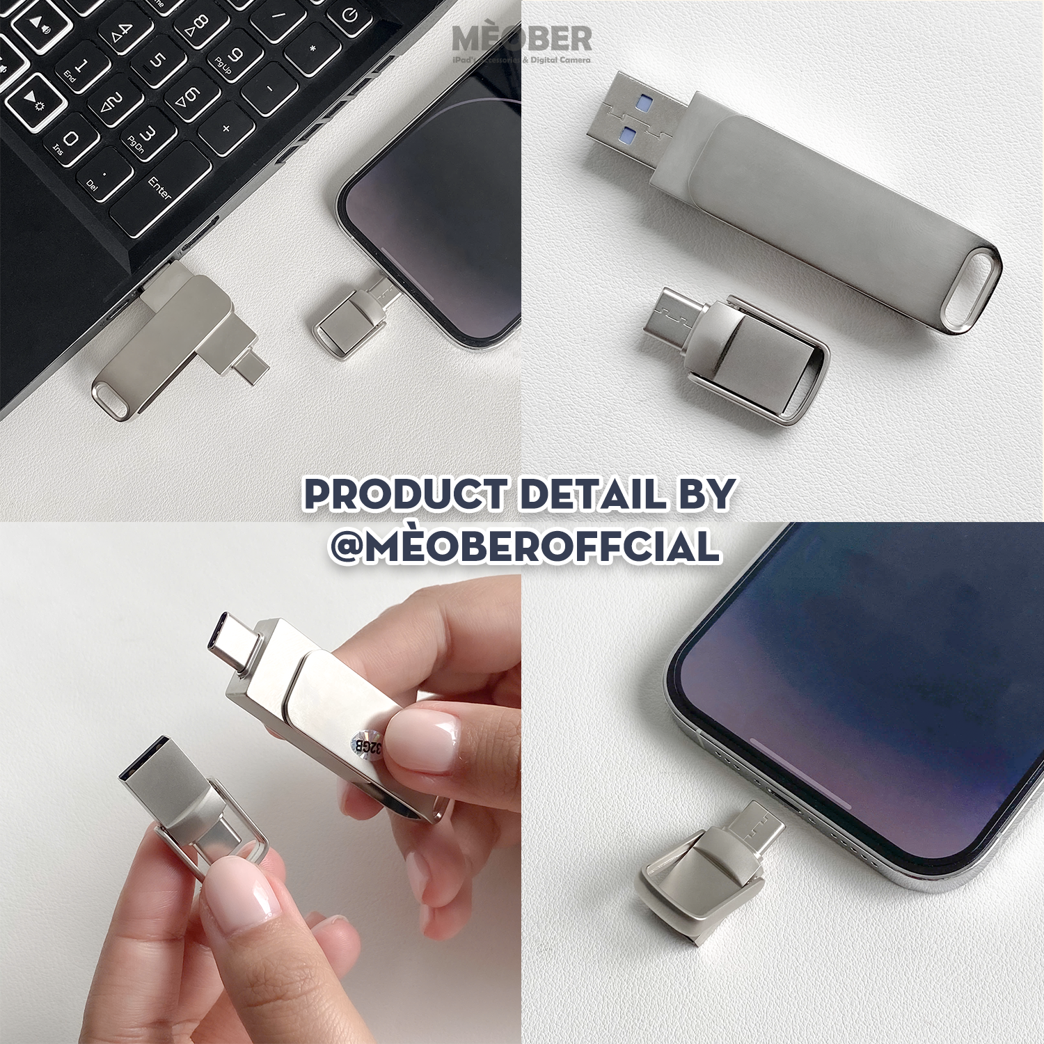 Bộ nhớ lưu trữ mở rộng di động cho điện thoại, iPad, Laptop - USB 3.0 FlashDrive Dual-Connect by MèoBer 