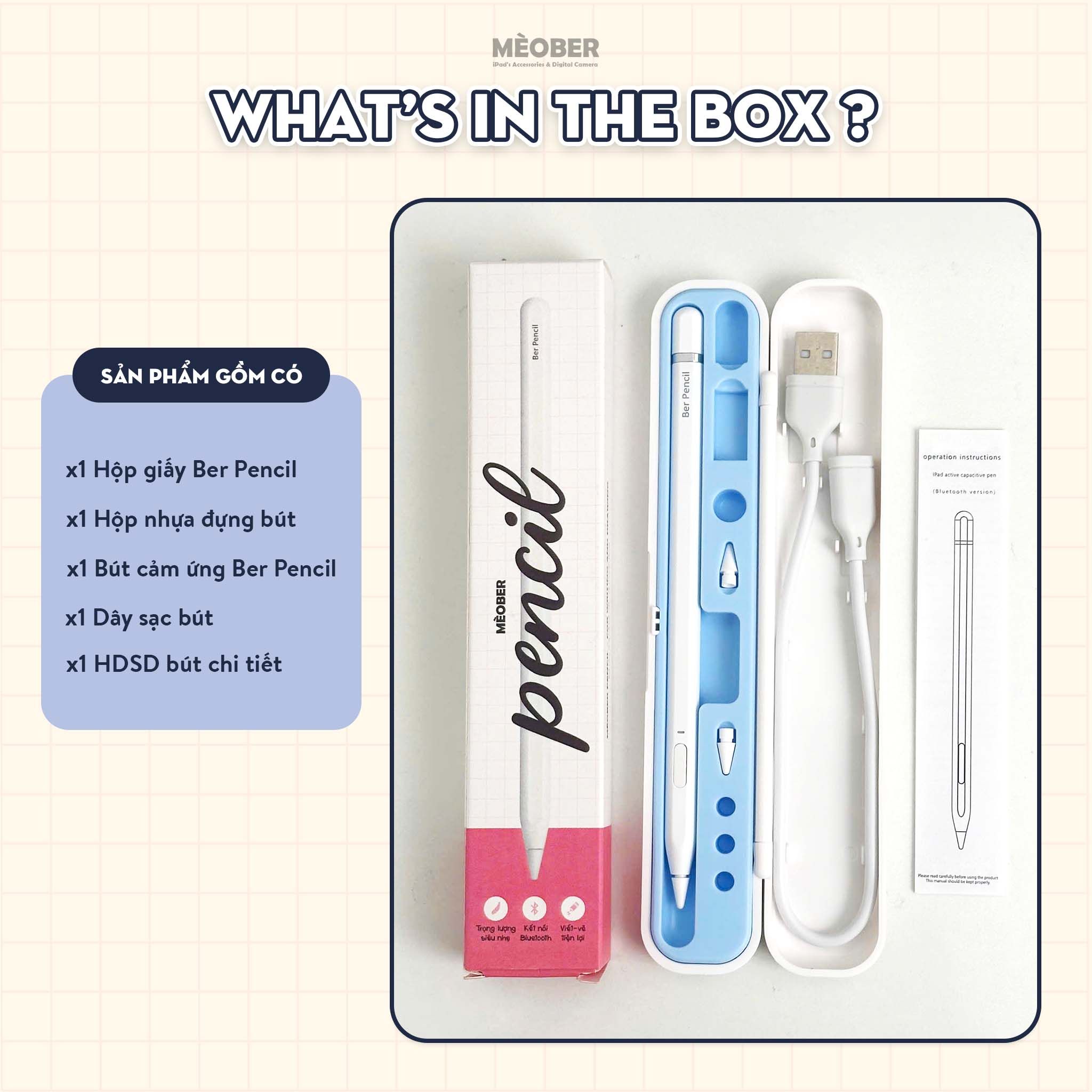  [New 2025] Bút cảm ứng BerPencil Pro Max dành cho iPad - Chống chạm nhầm, scribble, chuyển tẩy/ bút by MèoBer 