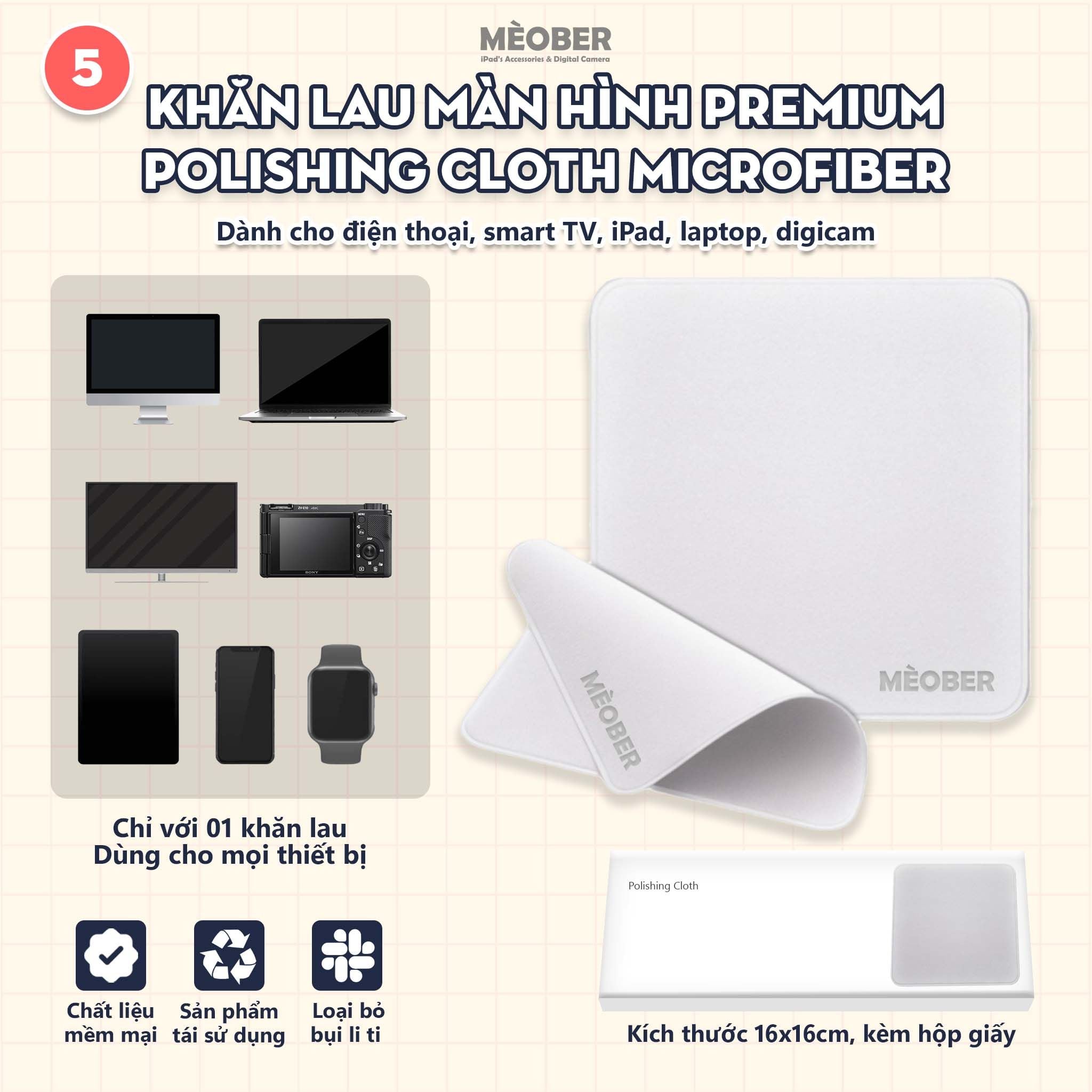  Combo phụ kiện iPad Pro Pack - Gồm 01 Bút Cảm ứng, 01 Ốp Origami khe bút cố định, 01 dán màn hình Paperlike Pro, 01 Khăn Microfiber by MèoBer 