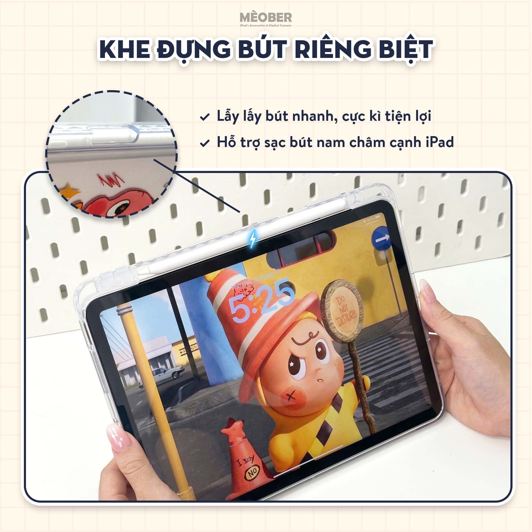  Bao da iPad Cute Origami PMART khe bút cố định gấp xếp xoay 360 cho Pro 11, Mini 6/7, Air 4/5/6/7, Gen7/8/9/10/11, Pro M4 by MèoBer 