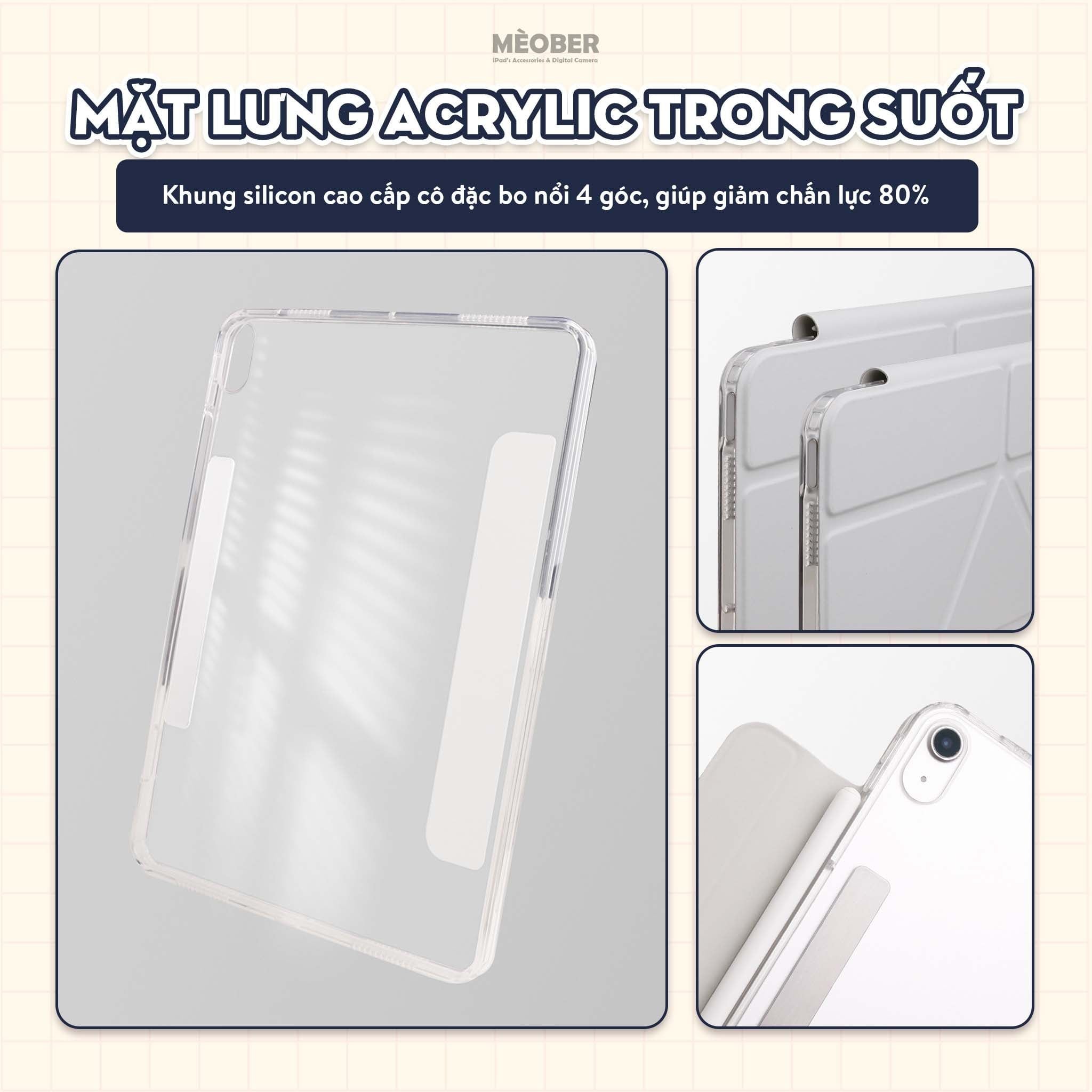  Bao da iPad Origami Double Magnetic, Tháo rời 2 mảnh, cover hít đôi dành cho Air 4/5/6/7, Gen10/11 A16, Pro M4/5 by MèoBer 