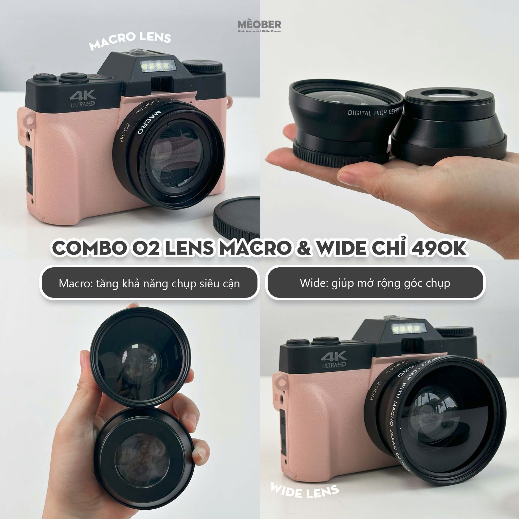  [Tặng thẻ nhớ] Máy Chụp Hình Retro 48MP Quay phim 4K UltraHD  - giả lập màu phim, quay video slow-mo, chuyển hình nhanh qua smartphone 