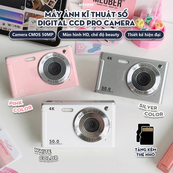  [Tặng thẻ nhớ] Máy ảnh kĩ thuật số digital CCD Pro Camera - quay, chụp 50MP sắc nét, nhỏ gọn phong cách Y2K by MèoBer 