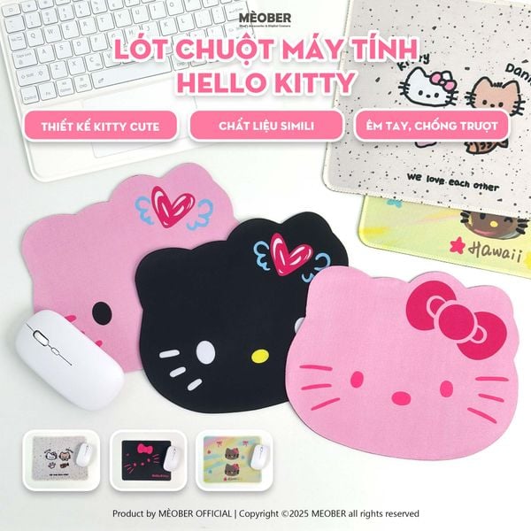  Lót Chuột Máy Tính Hello Kitty Phong Cách Dễ Thương, Chống Thấm Chống Trượt 2.0 - MEOBER.VN 