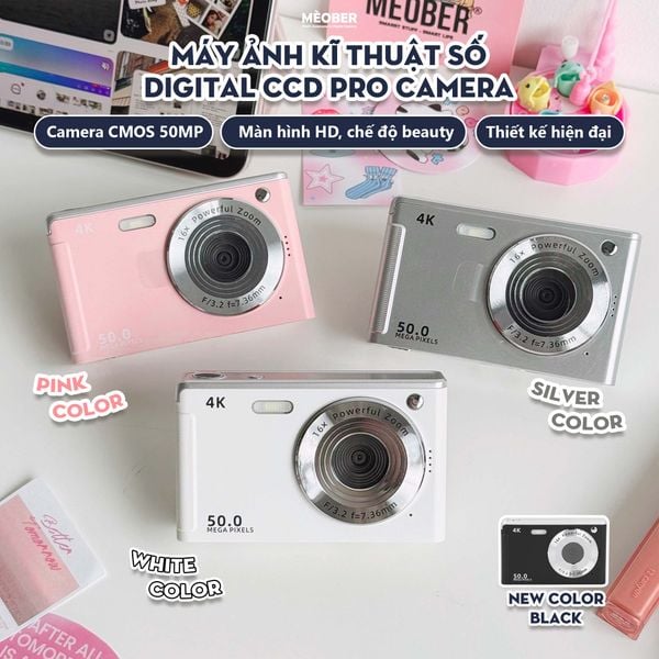  [Tặng thẻ nhớ] Máy ảnh kĩ thuật số digital CCD Pro Camera - quay, chụp 50MP sắc nét, nhỏ gọn phong cách Y2K by MèoBer 