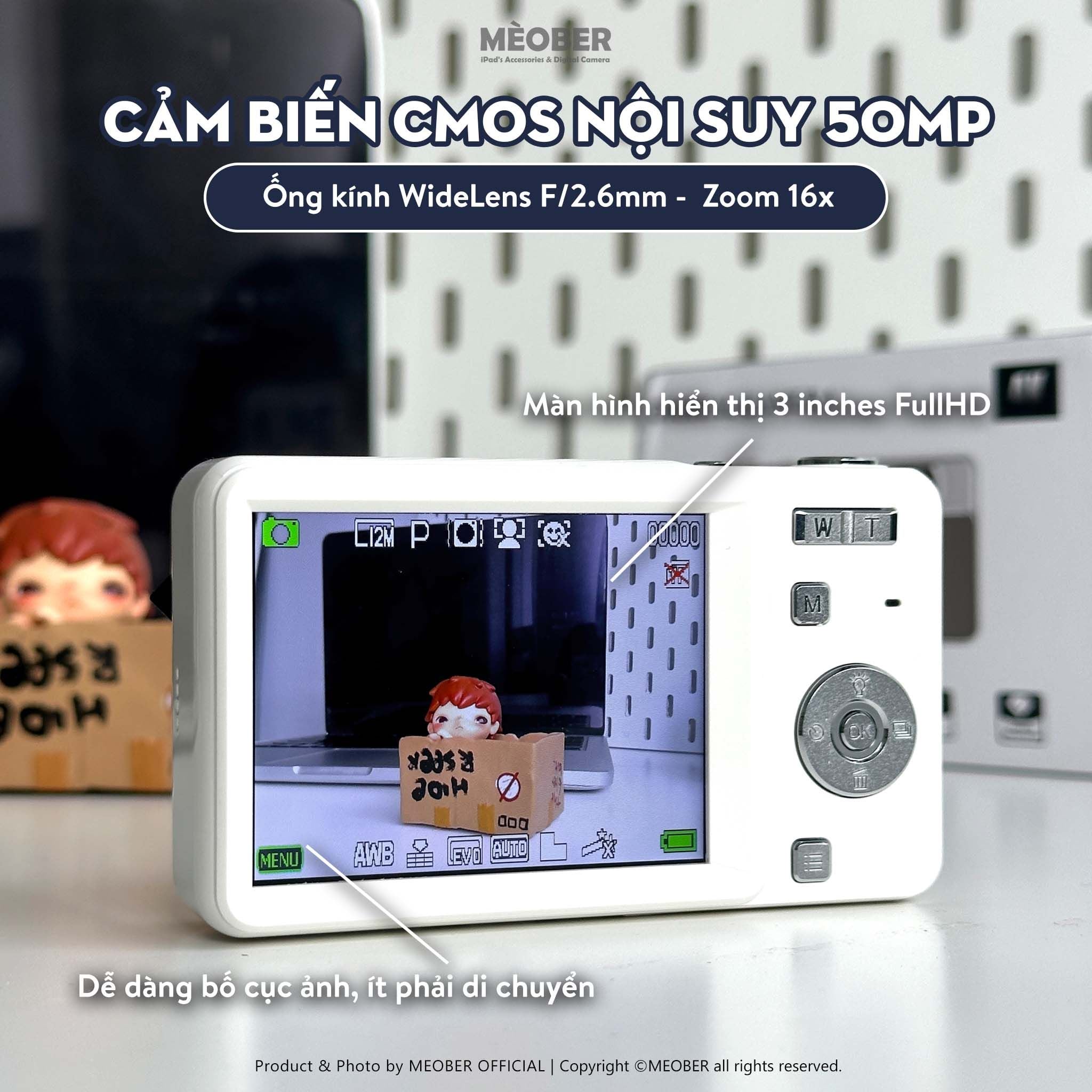 [Tặng thẻ nhớ] Máy Chụp Hình Nắp Trượt Digital Sliding - Chụp giả lập màu phim, quay video 4K by MèoBer 