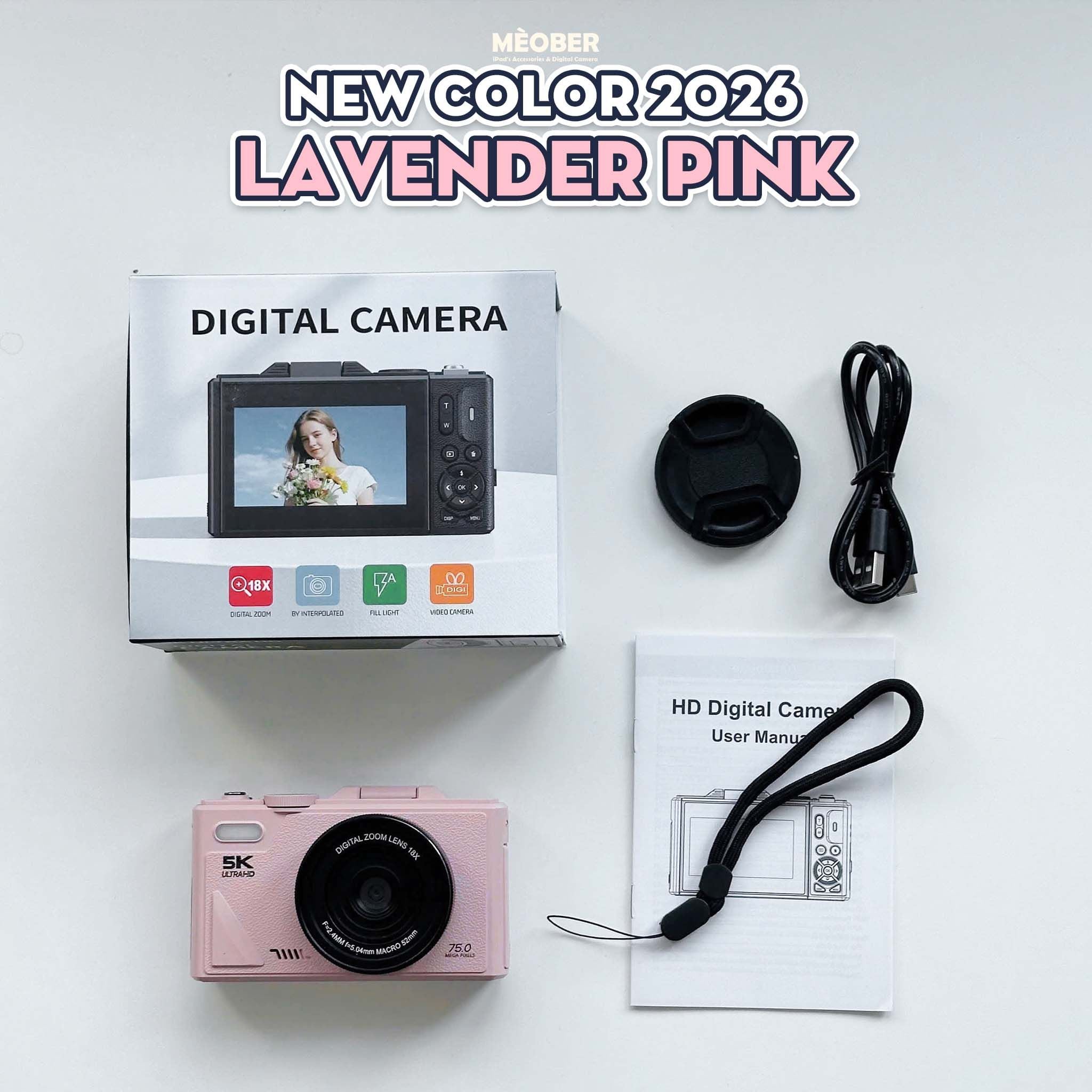  [Tặng thẻ nhớ] Máy Chụp Hình Digital MX10 UltraHD - Chụp giả lập màu phim 64MP, quay video 4K, màn hình lật, tích hợp Wi-Fi by MèoBer 