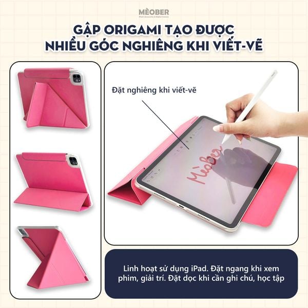  Bao da iPad nam châm Slim Magnetic - Siêu mỏng hít lưng iPad, có viền bảo vệ dành cho Pro M1/M2, M4, Air 4/5/6, Gen 10/11 A16, Mini 6/7 by MèoBer 